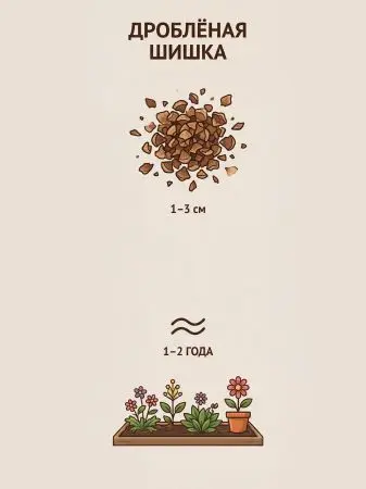 Мульча для комнатных растений из шишек резаных 500 гр