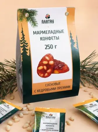 Мармелад сосновый с Кедровыми орешками, 250 гр